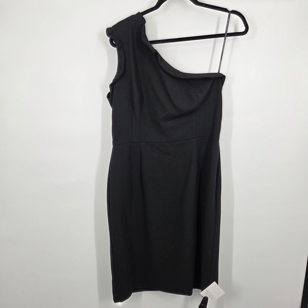 Black Halo Pravella Dress One Shoulder 14 Black Ruffle Cocktail Party LBD